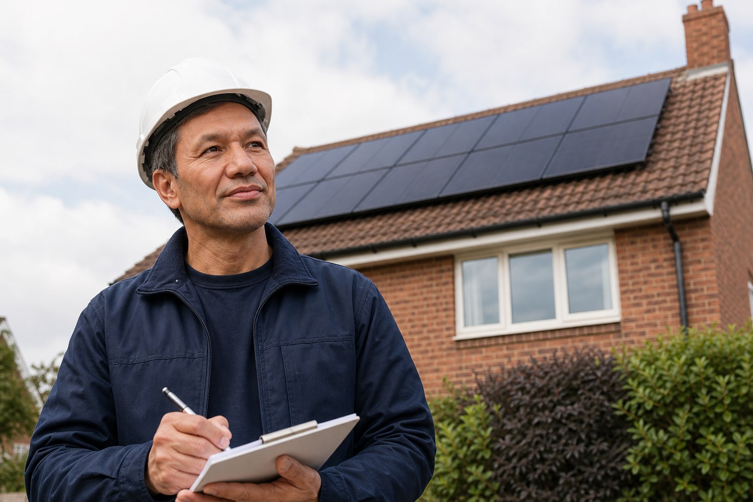 Director-led solar installation coordination on a residential site